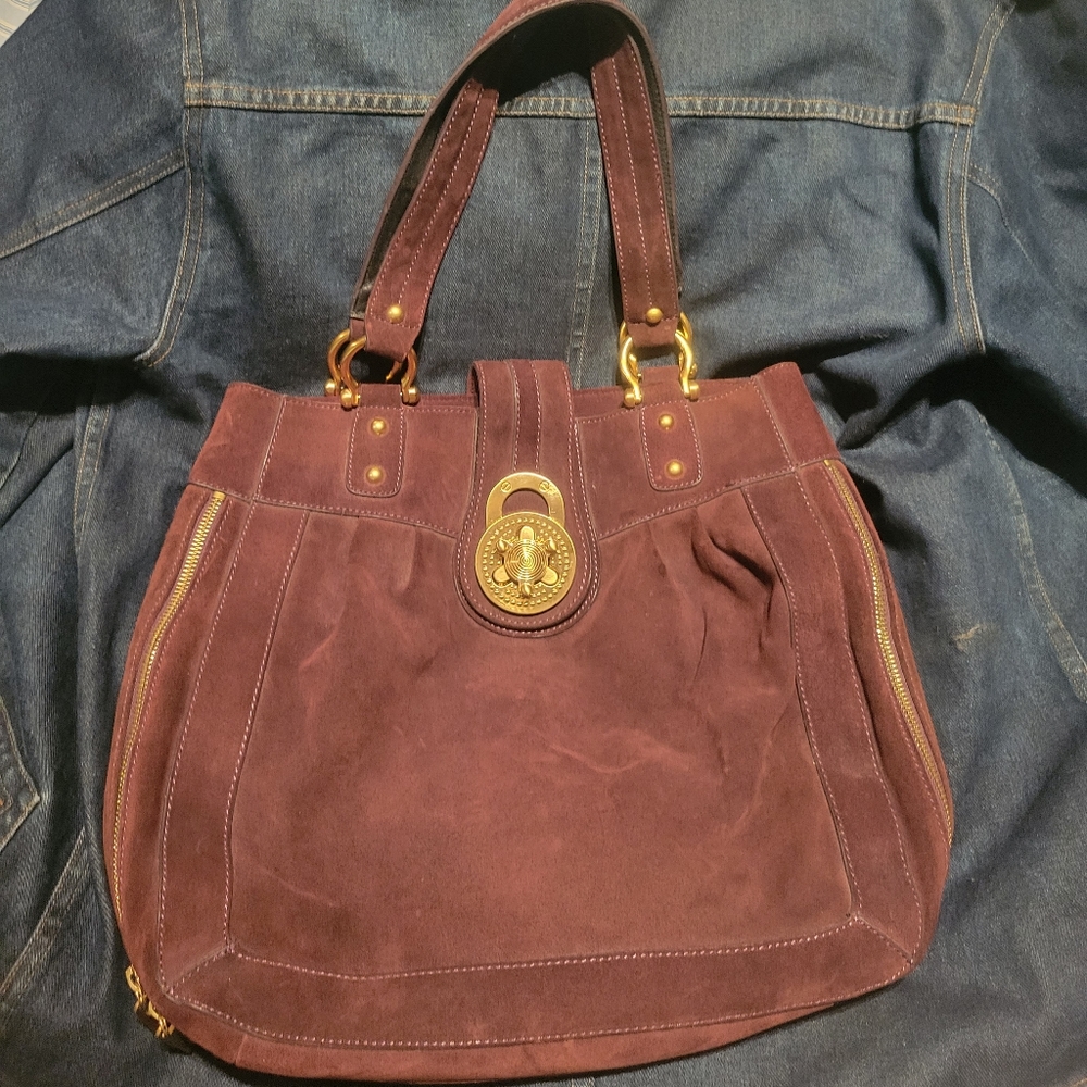 Purple Suede Purse and Gold Hardware Steven by Steve Madden Purse
